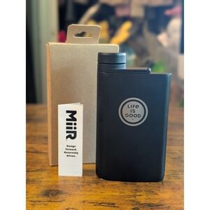 Life Is Good Miir Aero Flask 8oz Matte Blck Stainless Steel Pocket Hip Flask NEW